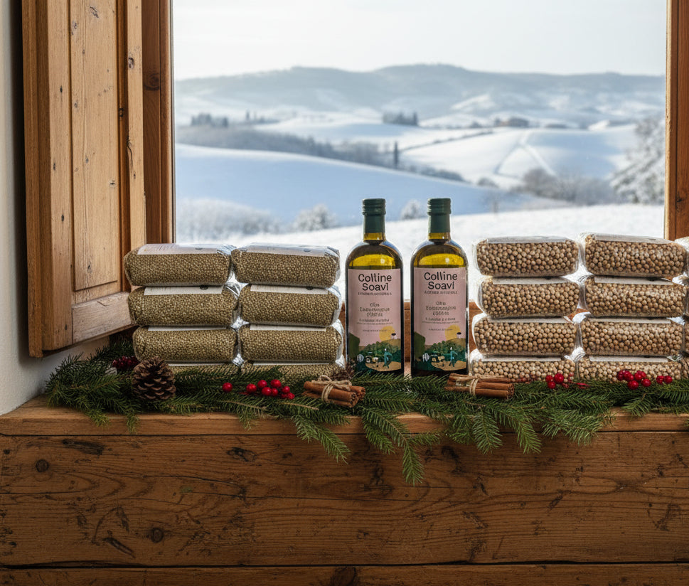 Cesto “Dispensa per le Feste” – Legumi Artigianali & Olio EVO della Basilicata | Scorta Natale Famiglia