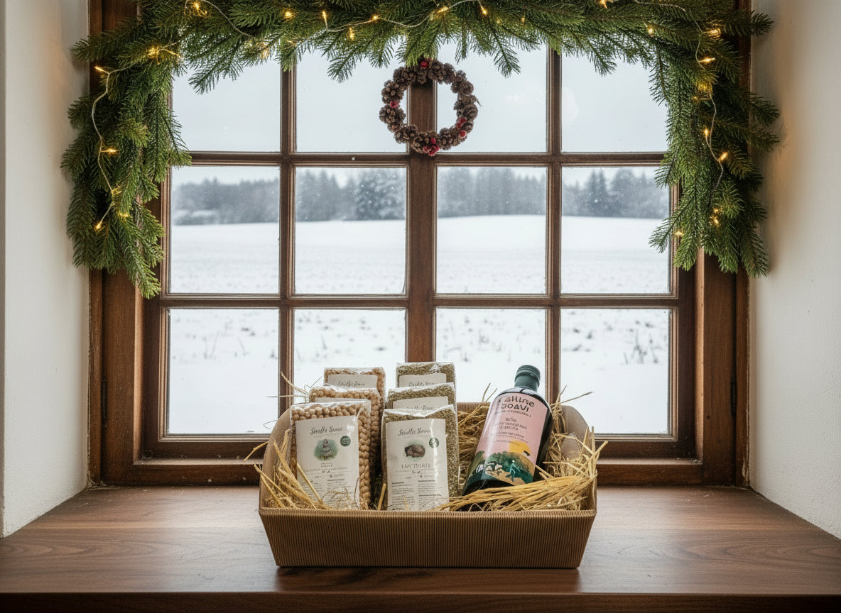 Cesto “Sapori di Natale” – Legumi Artigianali & Olio EVO della Basilicata | Idea Regalo Natale