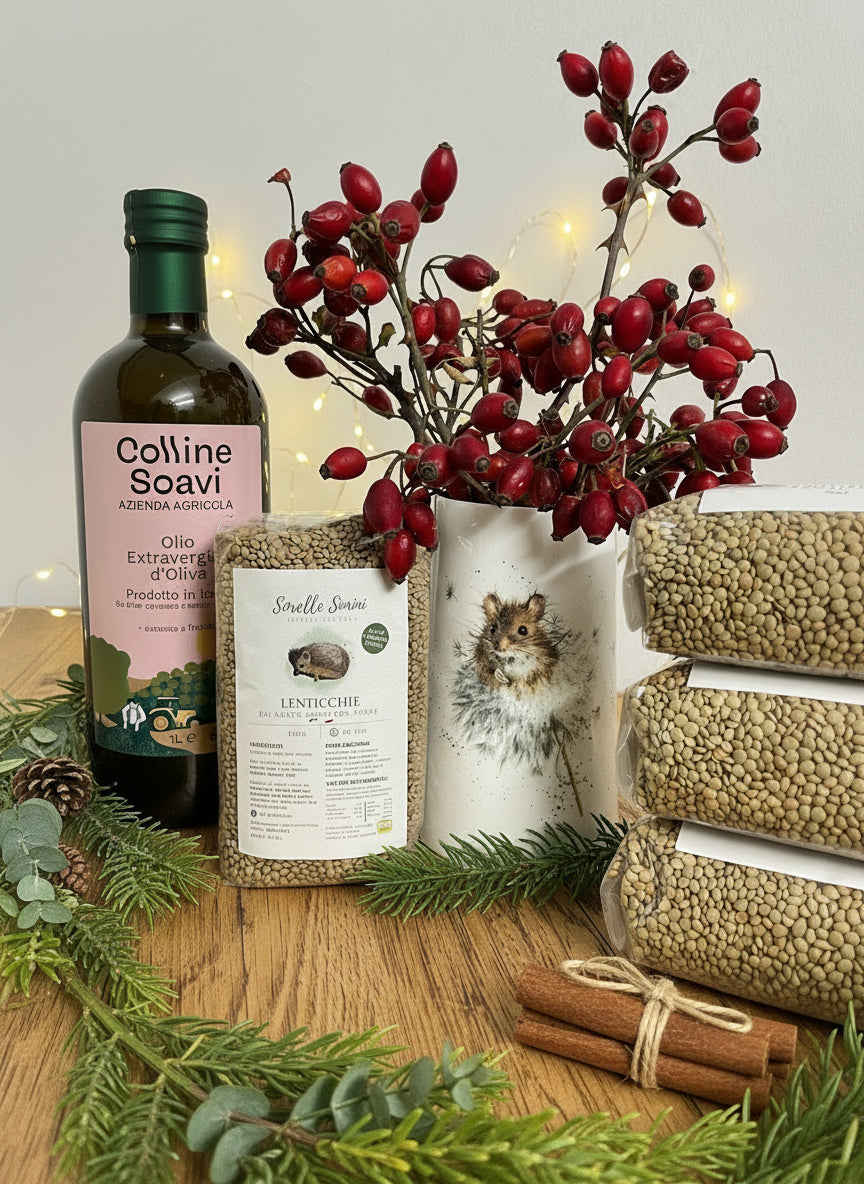 Cesto “Sapori di Natale” – Legumi Artigianali & Olio EVO della Basilicata | Idea Regalo Natale